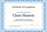 Certificate Of Completion (Blue) For Certificate Of Completion Template Word