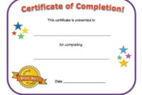Certificate Of Completion | Certificate Of Achievement For Certificate Of Achievement Template For Kids