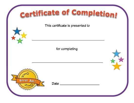 Certificate Of Completion | Certificate Of Achievement For Certificate Of Achievement Template For Kids
