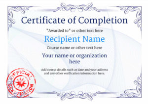 Certificate Of Completion Free Quality Printable Templates Pertaining To Free Certificate Of Completion Template Free Printable
