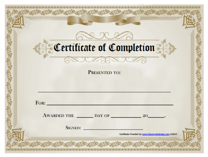 Certificate Of Completion Free Template Word In 2020 | Blank Pertaining To Quality Certificate Of Completion Free Template Word