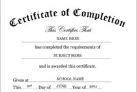 Certificate Of Completion Template | Certificate Of For Quality Free Certificate Of Completion Template Word