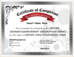 Certificate Of Completion Word Template (1) Templates Exam Intended For Printable Certificate Of Completion Word Template
