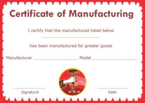 Certificate Of Compliance Template Manufacturing | Printable In Certificate Of Manufacture Template
