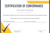 Certificate Of Conformance Template: 10 High Quality Samples With Regard To Professional Certificate Of Conformity Template