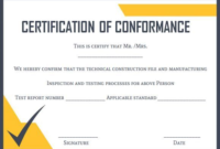 Certificate Of Conformance Template Free (6) Templates Pertaining To Printable Certificate Of Conformance Template Free
