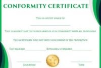Certificate Of Conformity Sample Template | Free Certificate In Printable Certificate Of Conformance Template Free
