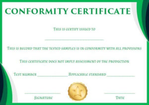 Certificate Of Conformity Sample Template | Free Certificate Inside Certificate Of Conformity Template Free