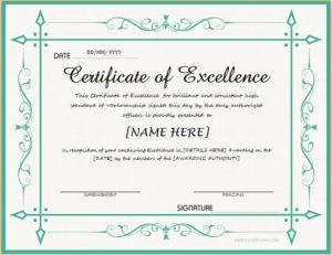 Certificate Of Excellence For Ms Word Download At Http Within Printable Certificate Of Excellence Template Free Download