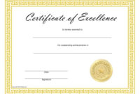 Certificate Of Excellence Free Printable For Quality Certificate Of Excellence Template Word
