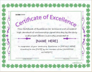 Certificate Of Excellence Template For Ms Word Download At Throughout Certificate Of Excellence Template Word