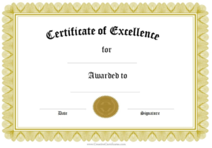 Certificate Of Excellence Template Free Download (8 Pertaining To Certificate Of Excellence Template Free Download