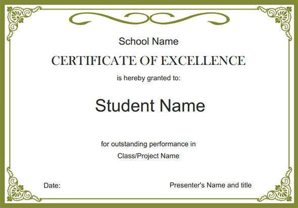 Certificate Of Excellence,Free Certificate Templates Regarding Professional Certificate Templates For School