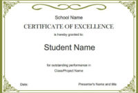 Certificate Of Excellence,Free Certificate Templates Within Quality Classroom Certificates Templates