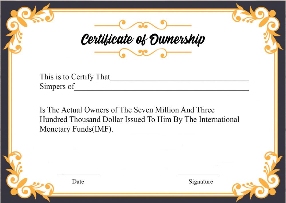 Certificate Of Ownership Template (1) Templates Example Intended For Ownership Certificate Template