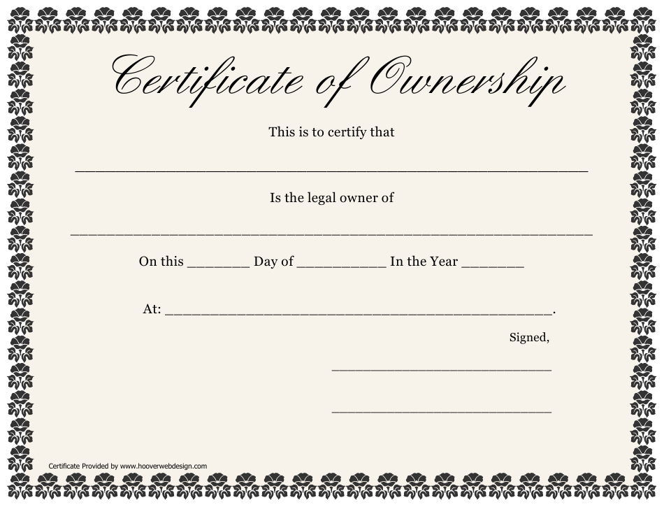 Certificate Of Ownership Template Download Printable Pdf Intended For Professional Ownership Certificate Template