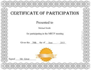 Certificate Of Participation | Certificate Of Participation In Quality Free Templates For Certificates Of Participation