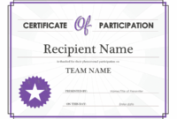 Certificate Of Participation For Professional Certificate Of Participation Template Word