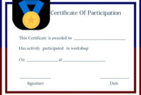 Certificate Of Participation For Workshop Template | Best Pertaining To Certificate Of Participation In Workshop Template