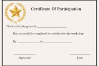 Certificate Of Participation In A Workshop | Certificate In Professional Certificate Of Participation In Workshop Template