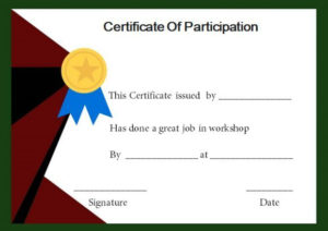 Certificate Of Participation In National Consultation Inside Workshop Certificate Template