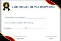 Certificate Of Participation In Workshop Template: 10+ In Certificate Of Participation In Workshop Template