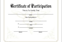 Certificate Of Participation Printable Certificate Pertaining To Participation Certificate Templates Free Download