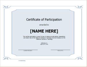 Certificate Of Participation Template For Word | Document Hub With Regard To Certificate Of Participation Template Word