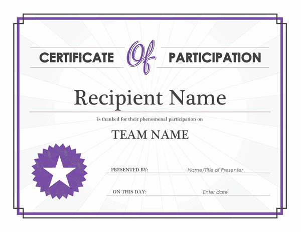 Certificate Of Participation With Quality Free Templates For Certificates Of Participation