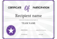 Certificate Of Participation Within Certificate Of Participation Template Word
