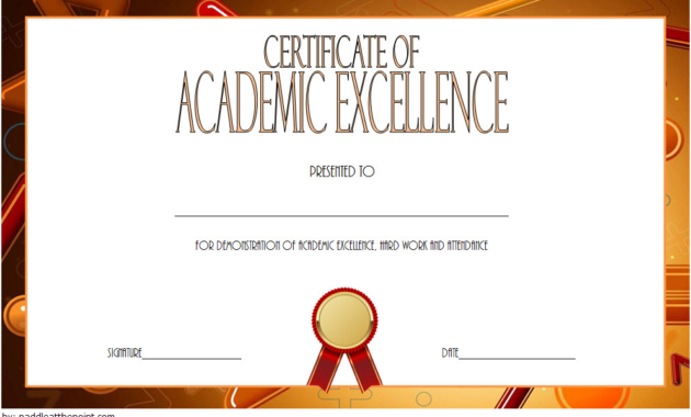 Certificate Of Recognition For Academic Excellence Template Pertaining To Academic Award Certificate Template