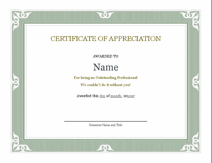Certificate Of Recognition For Administrative Professional With Regard To Template For Recognition Certificate