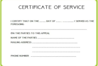 Certificate Of Service Template Free (1) Templates Example Within Best Employee Certificate Of Service Template