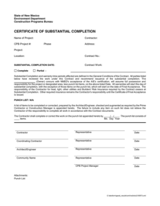 Certificate Of Substantial Completion In Word And Pdf Formats Throughout Best Certificate Of Substantial Completion Template