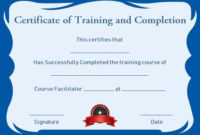 Certificate Of Training Completion Template Free | Training Within Certification Of Completion Template