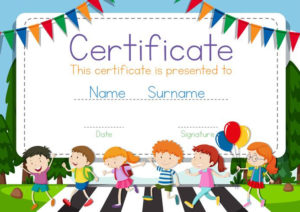Certificate Template With Children Crossing Road Background For Children&amp;#039;S Certificate Template