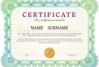 Certificate Template With Guilloche Elements. Green Diploma Throughout Quality Validation Certificate Template