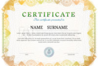 Certificate Template With Guilloche Elements. Yellow Diploma Pertaining To Quality Validation Certificate Template