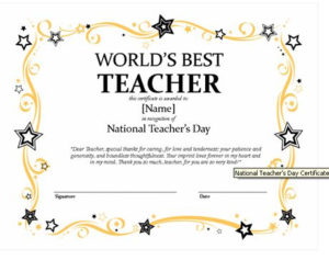 Certificates For Teachers: The World&amp;#039;S Best Teacher Award Intended For Best Teacher Certificate Templates Free
