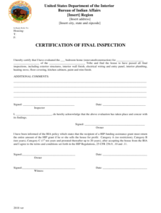 Certification Of Final Inspection Download Printable Pdf Inside Quality Certificate Of Inspection Template