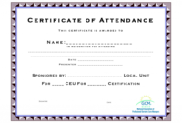 Ceu Certificate Of Completion Template Attendance Templates Intended For Ceu Certificate Template