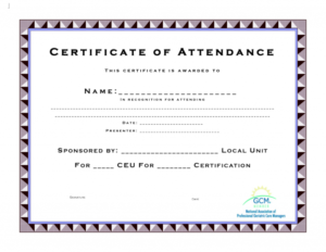Ceu Certificate Of Completion Template Attendance Templates Within Continuing Education Certificate Template