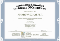 Ceu Certificate Of Completion Template Sample Throughout For Quality Continuing Education Certificate Template