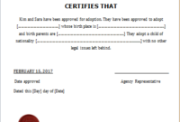Child Adoption Certificate Template For Word | Document Hub For Adoption Certificate Template