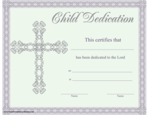 Child Dedication Certificate Printable Certificate | Baby Regarding Quality Baby Christening Certificate Template