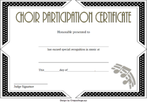 Choir Certificate Of Participation Template Free Printable For Printable Choir Certificate Template
