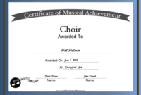 Choir Vocal Music Certificate Printable Certificate | Lesson Regarding Printable Choir Certificate Template
