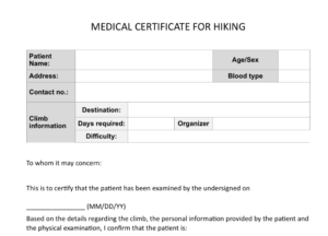 Climb Health Sample Medical Certificate For Hiking Pinoy For Fit To Fly Certificate Template