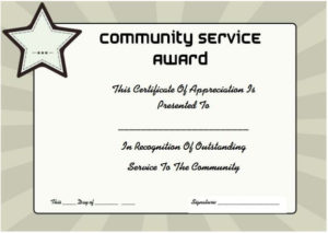 Community Service Certificate Of Appreciation | Certificate Within Volunteer Award Certificate Template