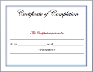 Completion Certificate Template Microsoft Word Templates Inside Free Completion Certificate Templates For Word